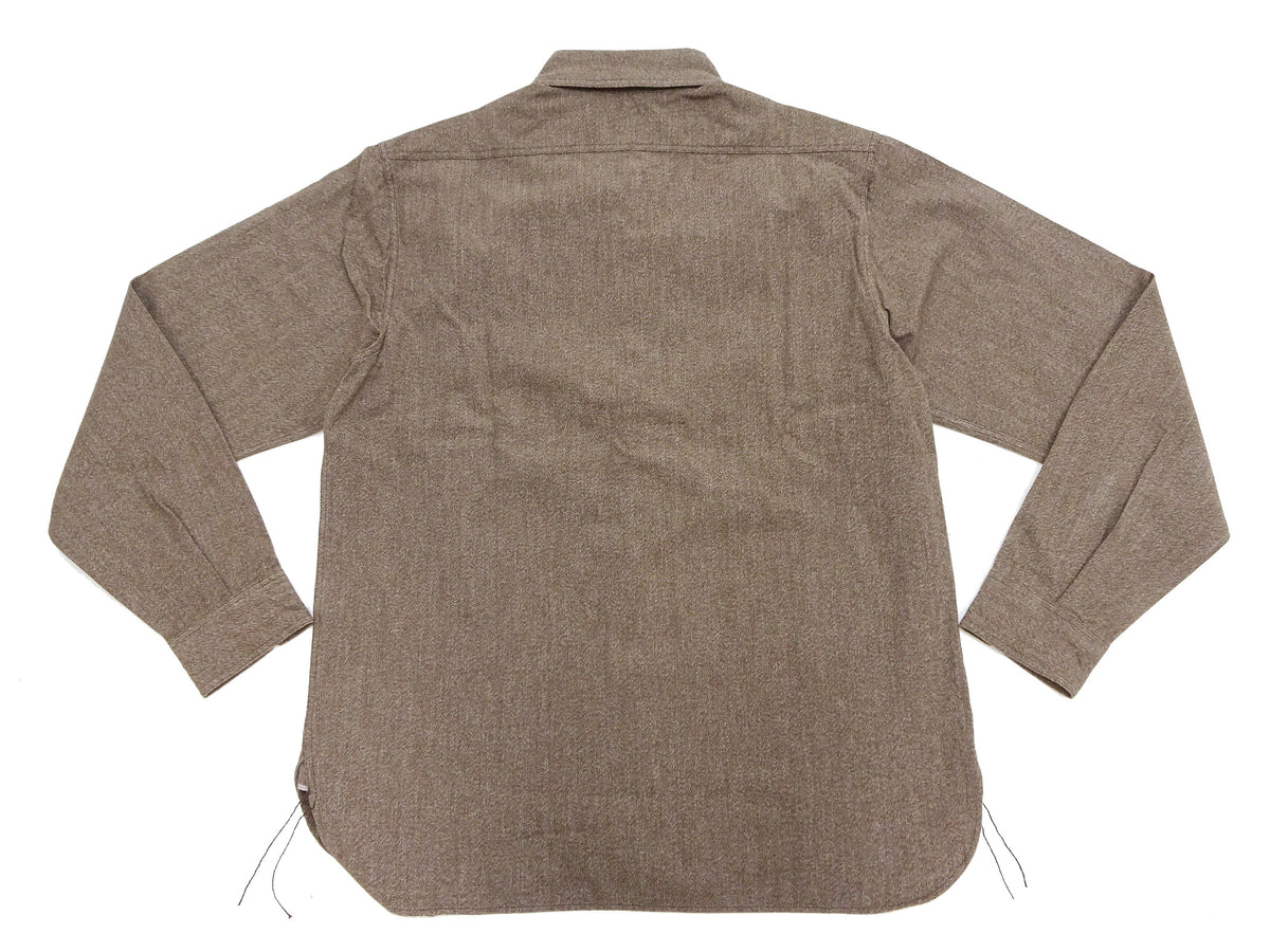 Buzz Rickson Cotton Covert Work Shirt - Men's Casual Vintage-Style Long Sleeve Button Up Shirt BR26082 138 Heathered-Brown