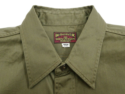 Buzz Rickson Herringbone Work Shirt - Men's Casual Military-Inspired Solid HBT Short-Sleeve Button-Up Shirt BR39530 149) Olive