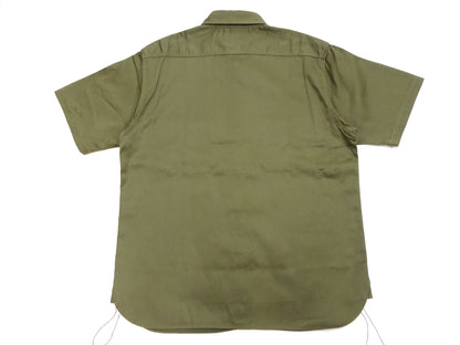 Buzz Rickson Herringbone Work Shirt - Men's Casual Military-Inspired Solid HBT Short-Sleeve Button-Up Shirt BR39530 149) Olive