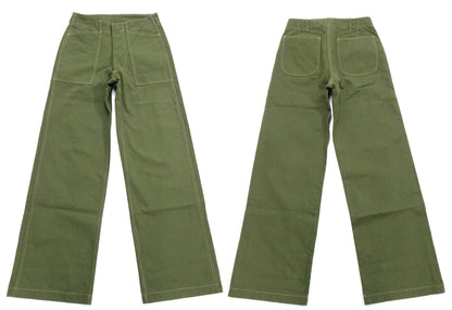 Buzz Rickson Herringbone Pants Men's Baggy Straight, Button Fly, Olive - U.S. Marine Corps M-1941 Utility Trousers Repro