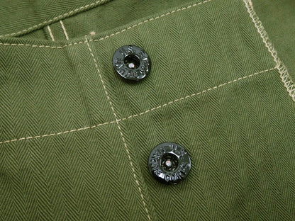 Buzz Rickson Herringbone Pants Men's Baggy Straight, Button Fly, Olive - U.S. Marine Corps M-1941 Utility Trousers Repro