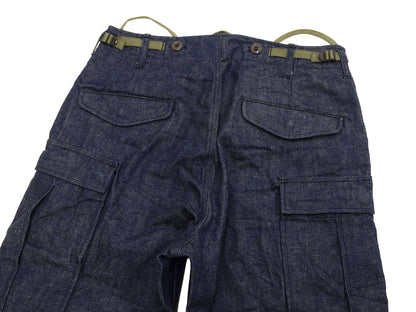 Buzz Rickson Men's Denim M-51 Field Trousers - Military-Inspired Baggy Cargo Pants in Indigo Denim - Made in Japan (BR42586 421A One Wash)