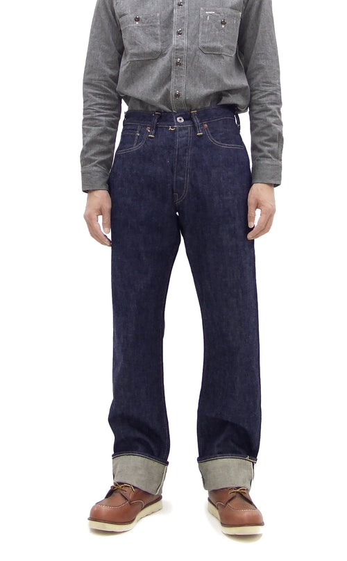 Buzz Rickson Jeans BR43041 Men's Reproduction of WWII Model Classic Straight Fit One-Washed 13.6 oz. Blue Indigo Denim Pants