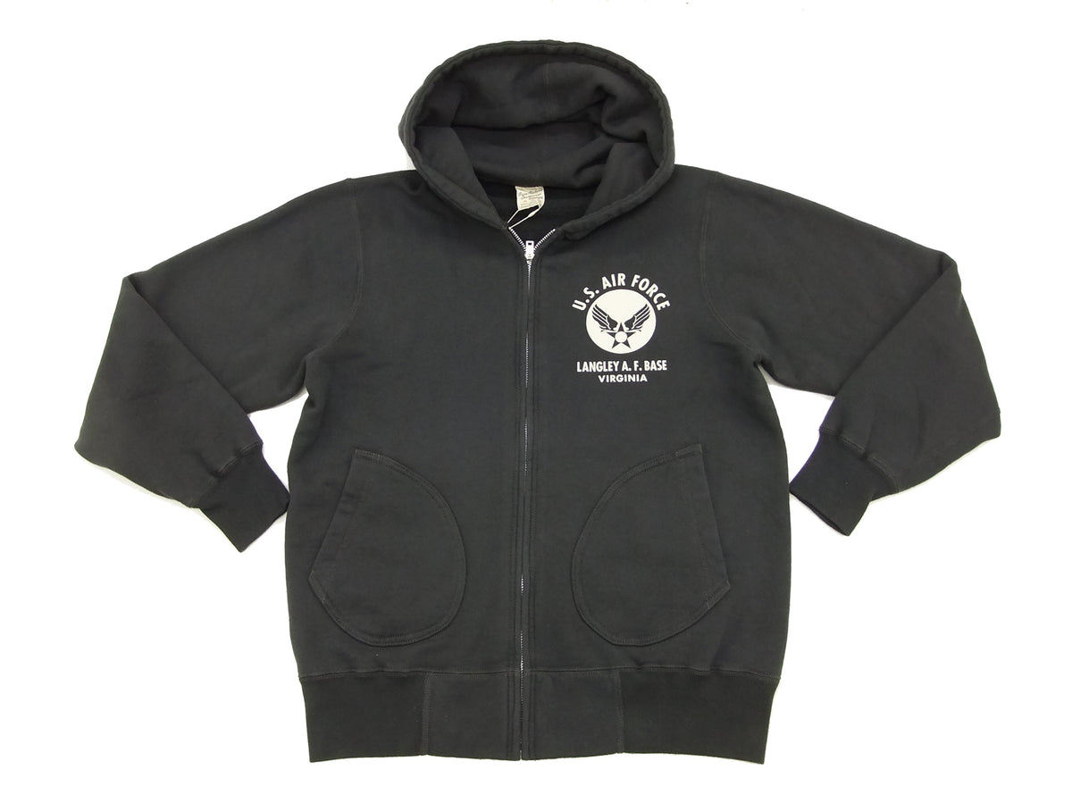 Buzz Rickson Hoodie Men's USAAF Insignia Hoodie Zip Front Hooded Sweatshirt BR65599 Faded-Black