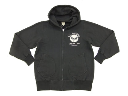 Buzz Rickson Hoodie Men's USAAF Insignia Hoodie Zip Front Hooded Sweatshirt BR65599 Faded-Black