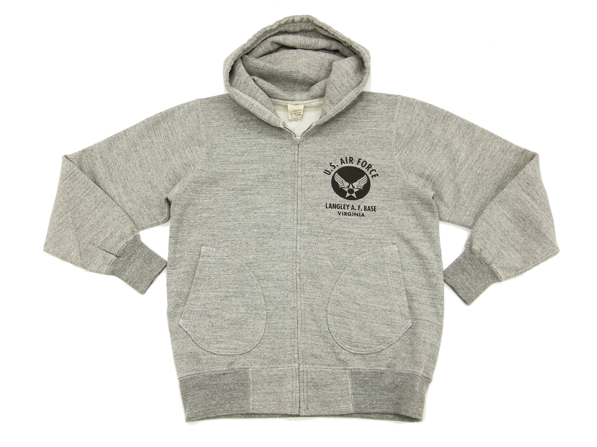 Buzz Rickson Hoodie Men's USAAF Insignia Hoodie Zip Front Hooded Sweatshirt BR65599 Heather-Gray