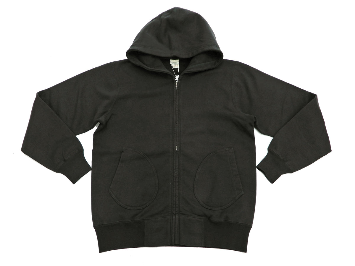 Buzz Rickson Hoodie Men's Plain Hoodie Zip Front Hooded Sweatshirt BR65623 Faded-Black