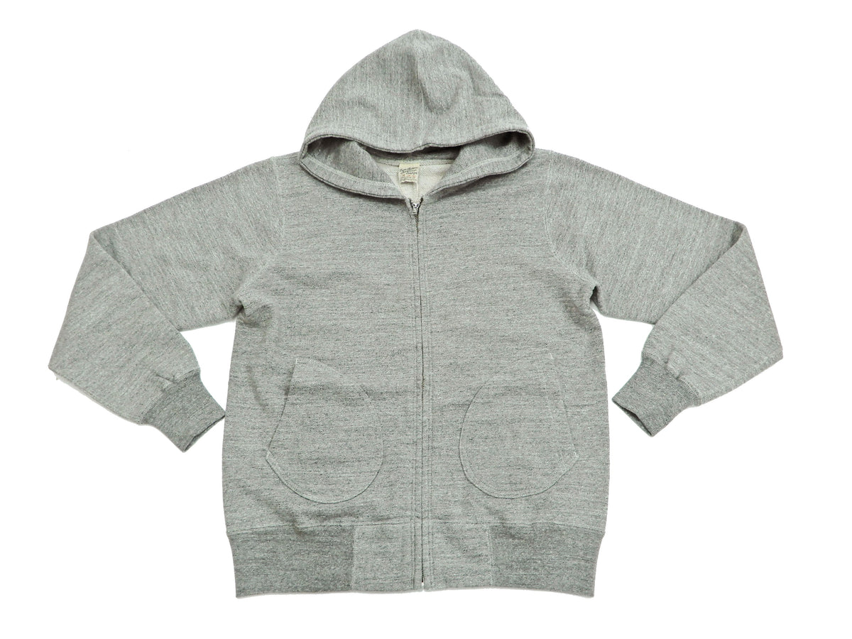 Buzz Rickson Hoodie Men's Plain Hoodie Zip Front Hooded Sweatshirt BR65623 Heather-Gray