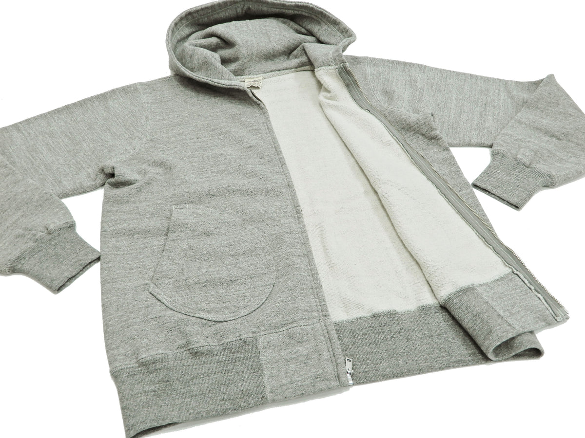 Buzz Rickson Hoodie Men's Plain Hoodie Zip Front Hooded Sweatshirt BR65623 Heather-Gray