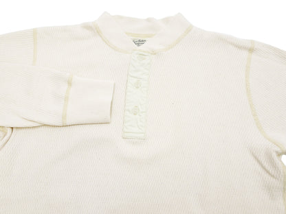 Buzz Rickson Waffle-Knit Thermal Henley T-Shirt Men's Long Sleeve Plain 3-Button Placket Heavyweight Thermal Tee BR68130 109 Natural
