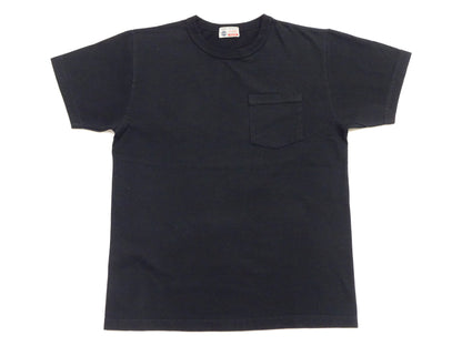 Buzz Rickson Men's Plain Short Sleeve Pocket T-Shirt, Made in USA, 6 oz. Ring-Spun Cotton Tubular-Knit Jersey Tee (BR78711 119 Black)