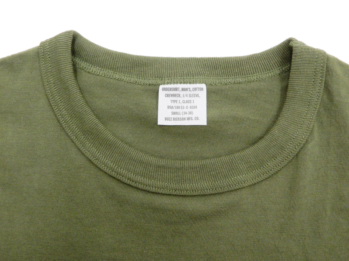 Buzz Rickson T-shirt Men's Plain T shirt Short Sleeve Loopwheel Tee BR78960 149 Olive