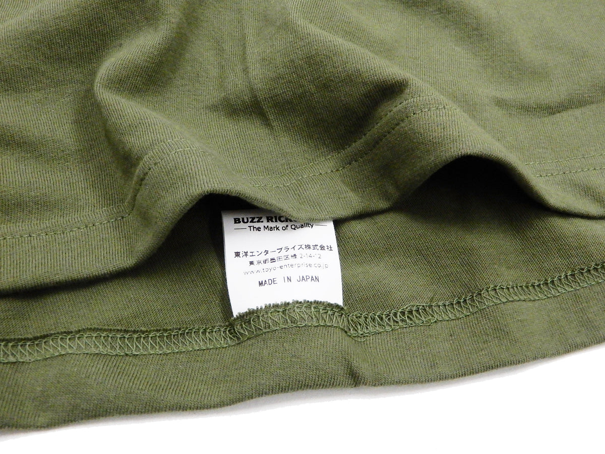 Buzz Rickson T-shirt Men's Plain T shirt Short Sleeve Loopwheel Tee BR78960 149 Olive
