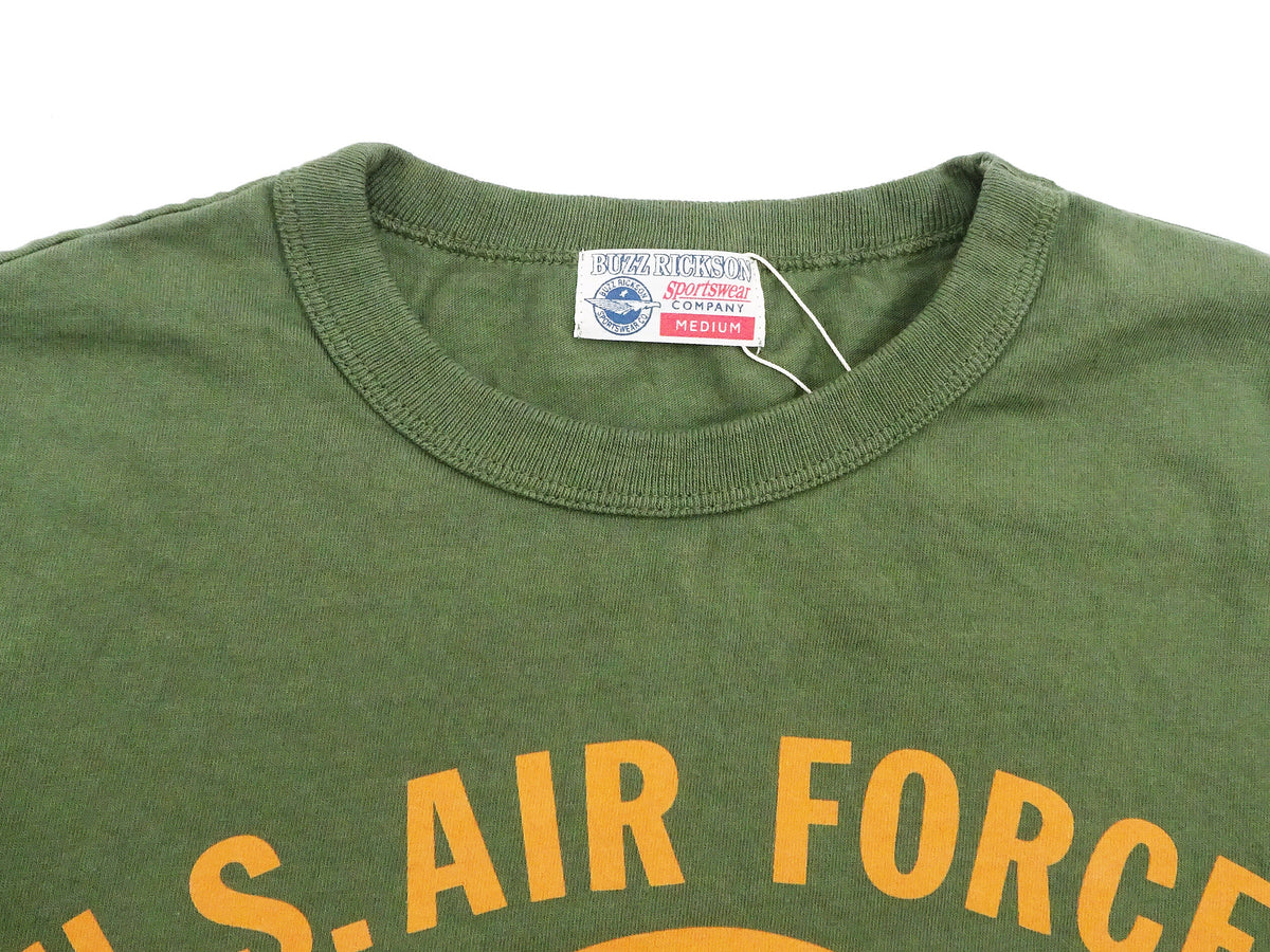 Buzz Rickson T-shirt Men's Griffiss Air Force Base Military Graphic Short Sleeve Loopwheeled Tee BR79343 149 Olive