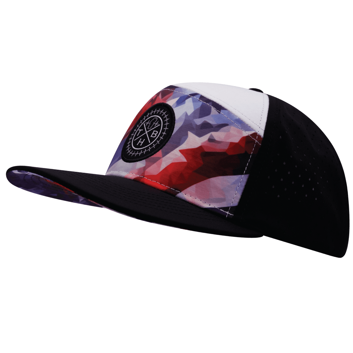 **ADULT** Color Vibes Hat - Flat Bill - Geo Flag - Black / White - Laser Mesh