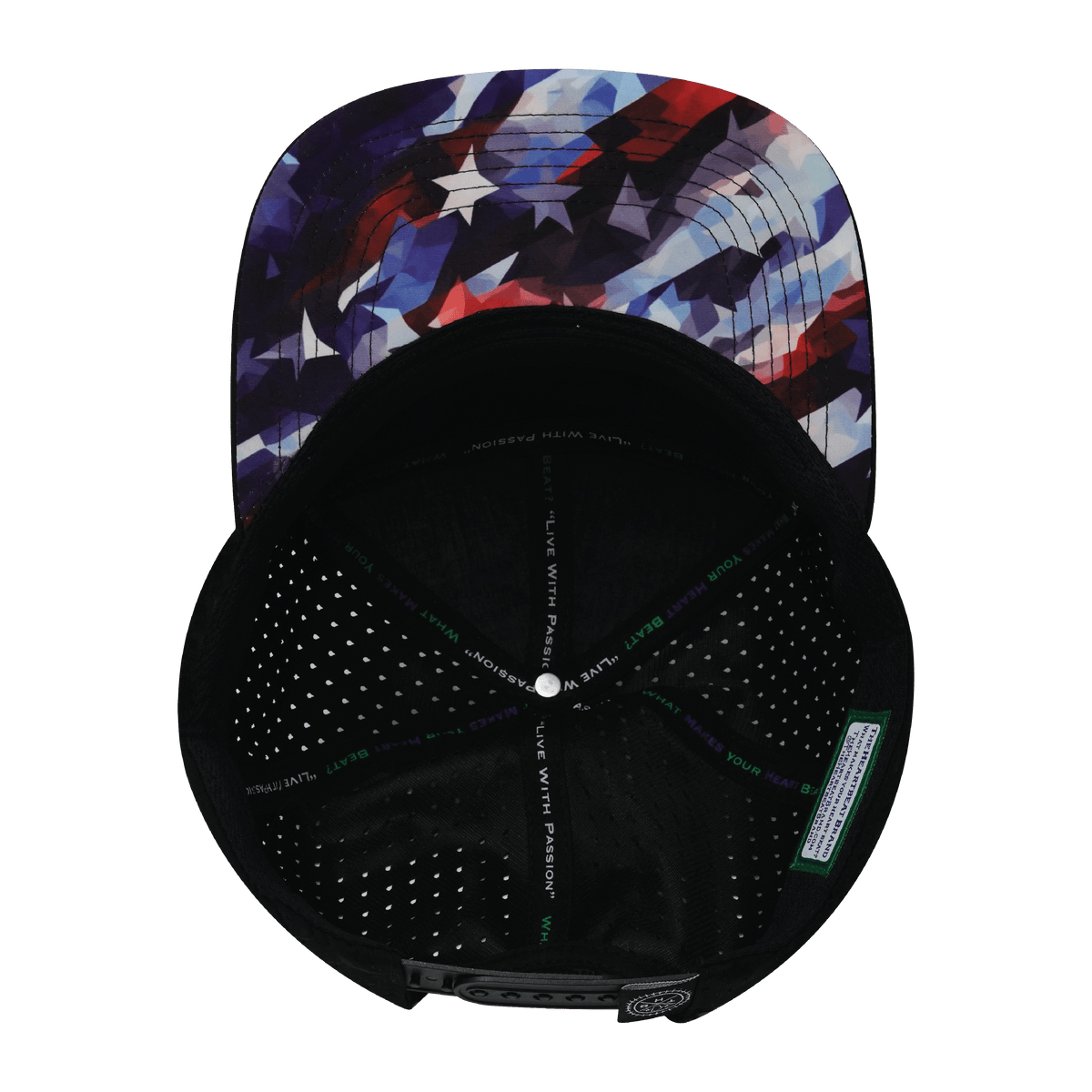 **ADULT** Color Vibes Hat - Flat Bill - Geo Flag - Black / White - Laser Mesh