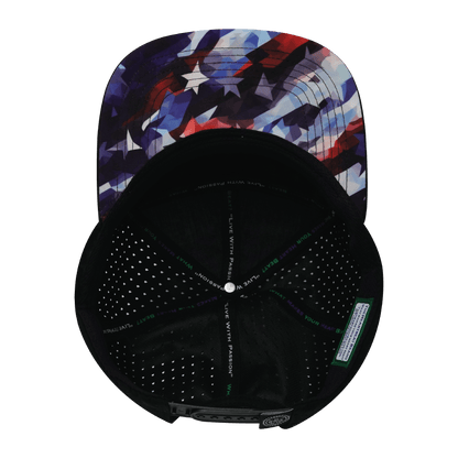 **ADULT** Color Vibes Hat - Flat Bill - Geo Flag - Black / White - Laser Mesh