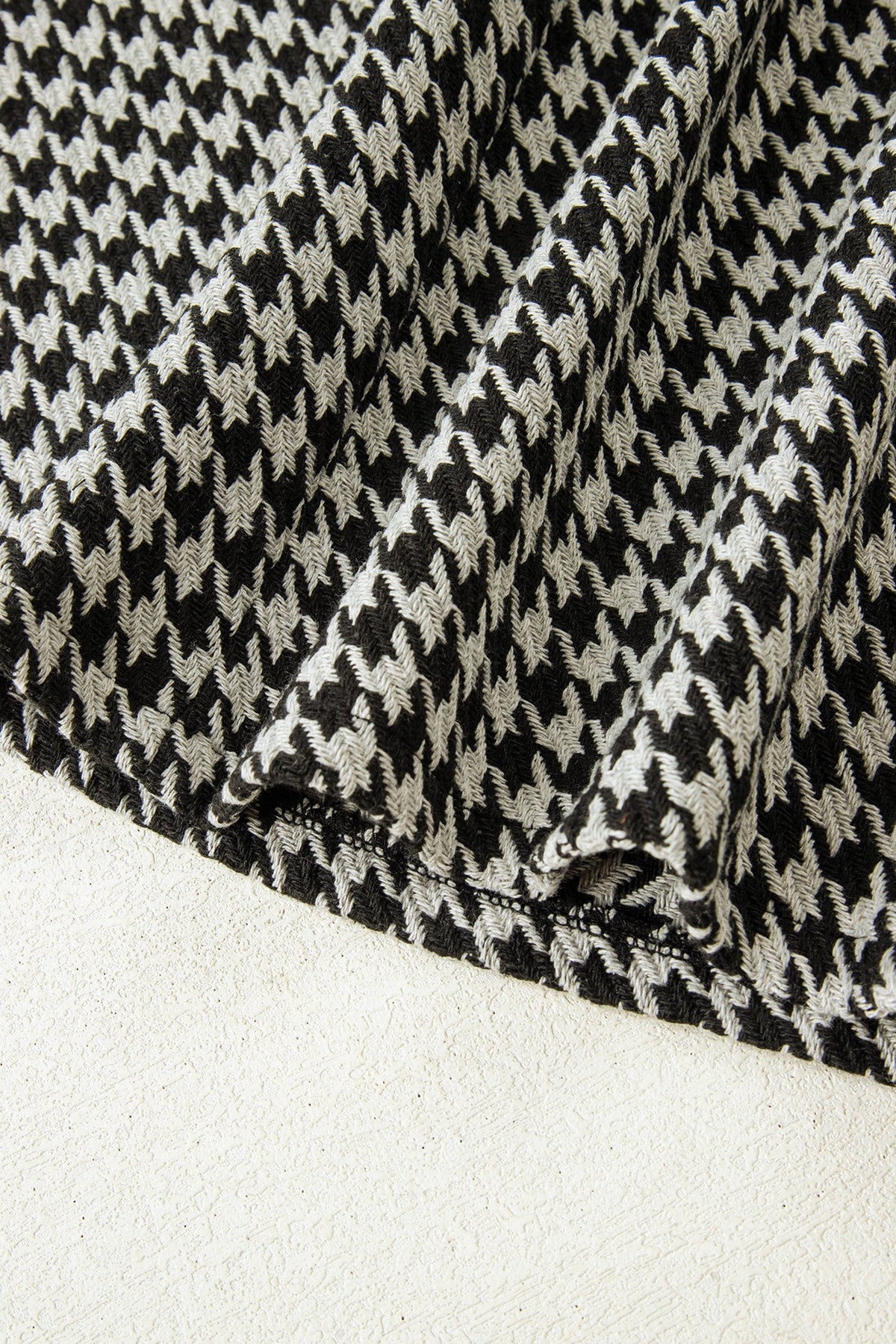 Khaki Houndstooth Print V Neck Sleeveless Mini Dress