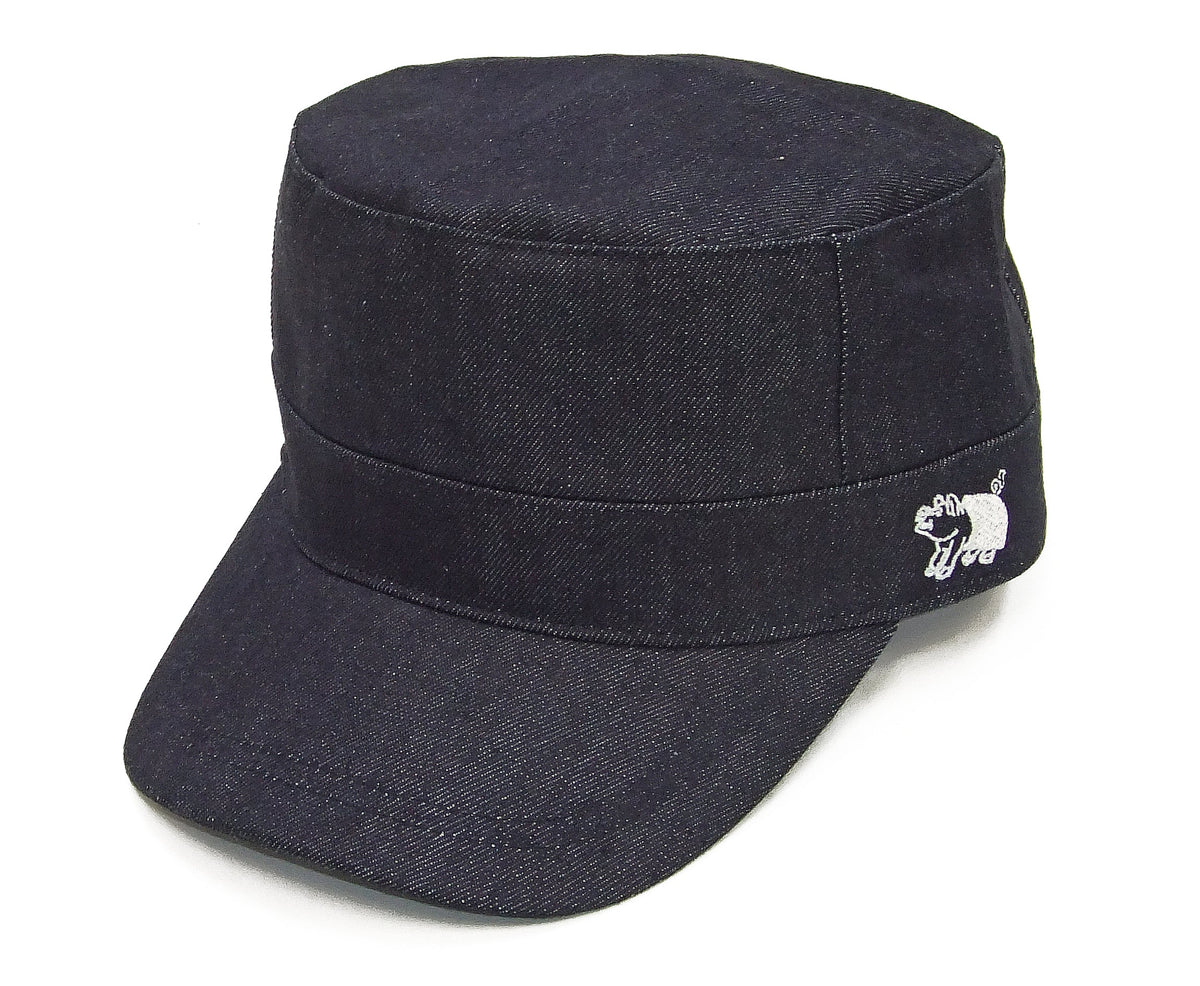 Studio D'artisan Denim Work Cap Men's Adjustable Flat Top Railroad Engineer Hat D7222