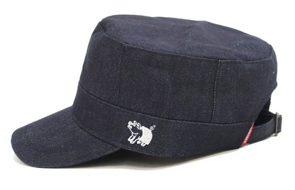 Studio D'artisan Denim Work Cap Men's Adjustable Flat Top Railroad Engineer Hat D7222