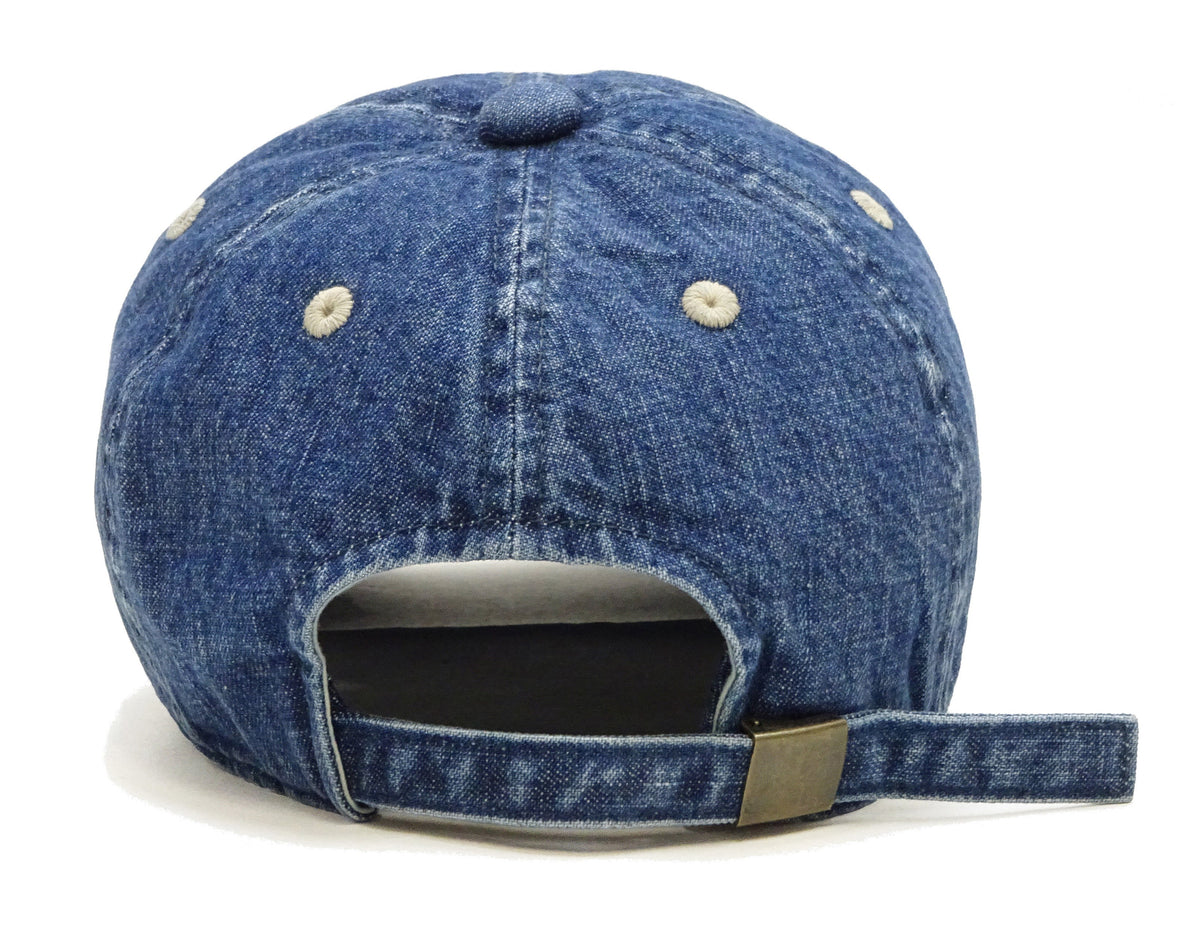Studio D'artisan Men's Faded Denim Baseball Cap, 100% Cotton All-Denim Six-Panel Strapback Hat, Pre-Curved Brim - Made in Japan (SDA D7583UR)