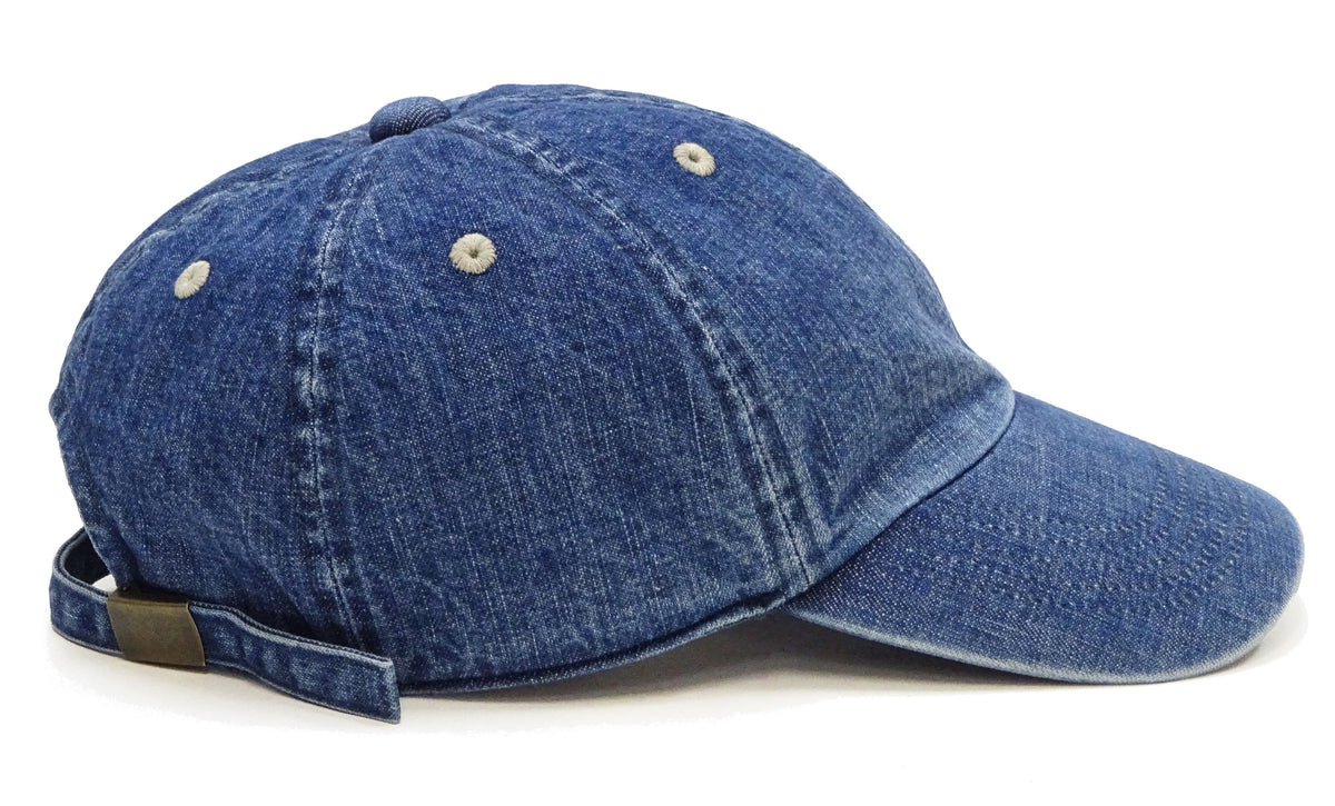 Studio D'artisan Men's Faded Denim Baseball Cap, 100% Cotton All-Denim Six-Panel Strapback Hat, Pre-Curved Brim - Made in Japan (SDA D7583UR)