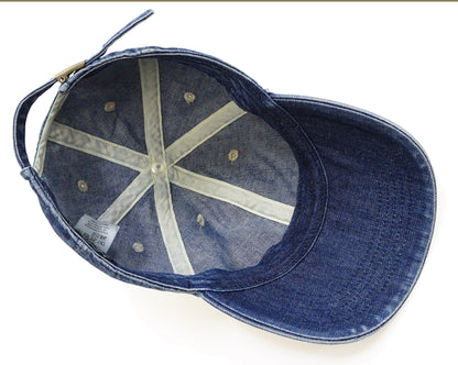 Studio D'artisan Men's Faded Denim Baseball Cap, 100% Cotton All-Denim Six-Panel Strapback Hat, Pre-Curved Brim - Made in Japan (SDA D7583UR)