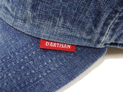 Studio D'artisan Men's Faded Denim Baseball Cap, 100% Cotton All-Denim Six-Panel Strapback Hat, Pre-Curved Brim - Made in Japan (SDA D7583UR)