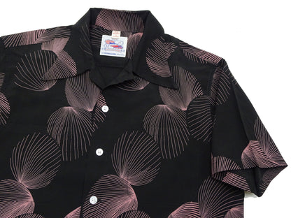 Duke Kahanamoku Hawaiian Shirt Men's 1950s Duke's Shell Reproduction Short-Sleeve Aloha Shirt DK39450 119 Black