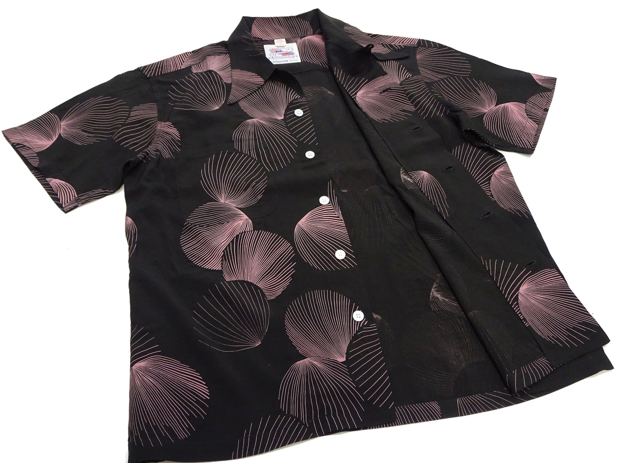 Duke Kahanamoku Hawaiian Shirt Men's 1950s Duke's Shell Reproduction Short-Sleeve Aloha Shirt DK39450 119 Black