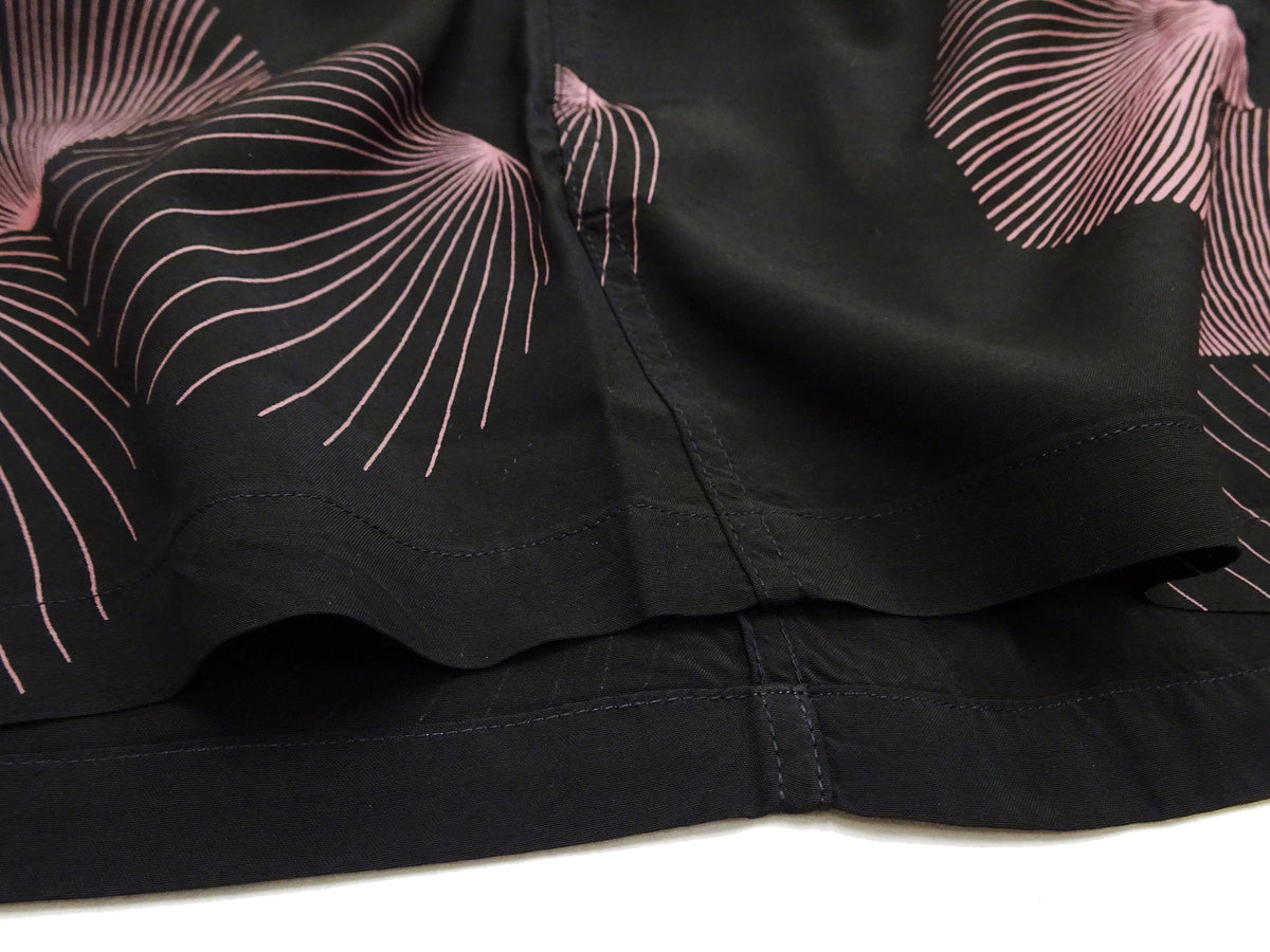 Duke Kahanamoku Hawaiian Shirt Men's 1950s Duke's Shell Reproduction Short-Sleeve Aloha Shirt DK39450 119 Black