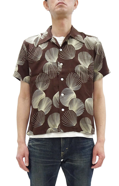 Duke Kahanamoku Hawaiian Shirt Men's 1950s Duke's Shell Reproduction Short-Sleeve Aloha Shirt DK39450 138 Brown