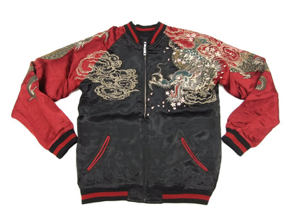 SATORI Japanese Souvenir Jacket Dragon Men's Sukajan GSJR-001 Black/Wine