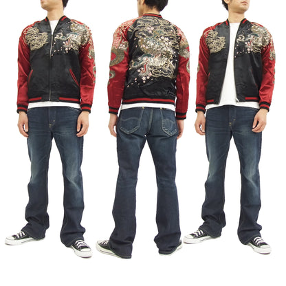 SATORI Japanese Souvenir Jacket Dragon Men's Sukajan GSJR-001 Black/Wine