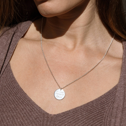 Engraved Handwriting Rolo Disc Necklace