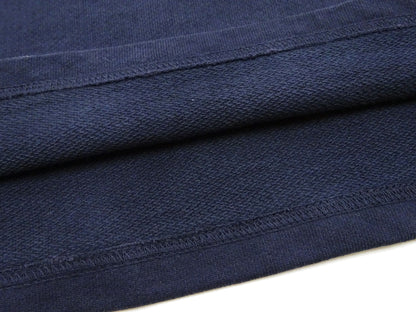 Japan Blue Jeans Long Sleeve French Terry T-Shirt Men's Casual Plain Crew-Neck Raglan-Sleeve Inlay Shirt JBKN1001 Navy-Blue
