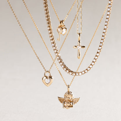 CZ Padlock Heart Necklace | Final Sale