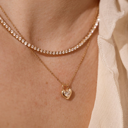 CZ Padlock Heart Necklace | Final Sale