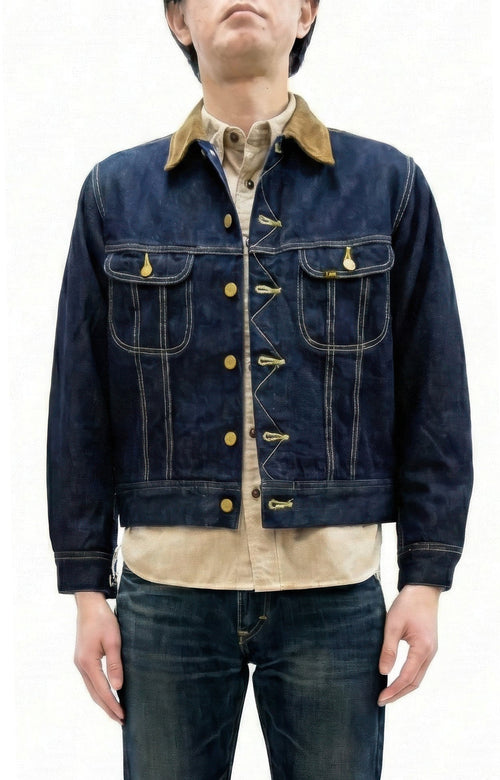 Lee Japan 101-LJ Storm Rider-Inspired Blanket-Lined Denim Jacket - 13 oz Left-Hand Twill Indigo - One-Wash - (LM5110-100 Deep Indigo)