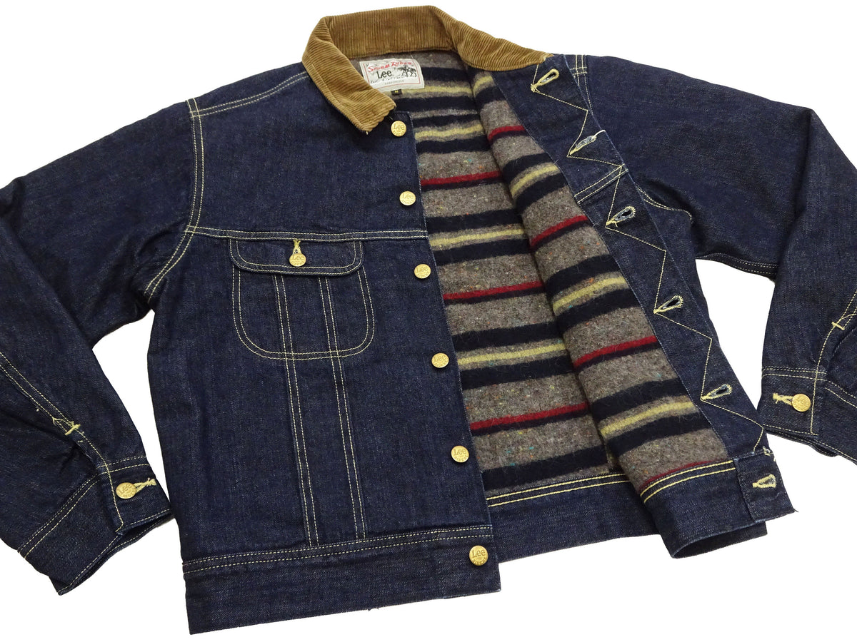 Lee Japan 101-LJ Storm Rider-Inspired Blanket-Lined Denim Jacket - 13 oz Left-Hand Twill Indigo - One-Wash - (LM5110-100 Deep Indigo)