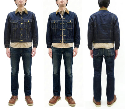 Lee Japan 101-LJ Storm Rider-Inspired Blanket-Lined Denim Jacket - 13 oz Left-Hand Twill Indigo - One-Wash - (LM5110-100 Deep Indigo)