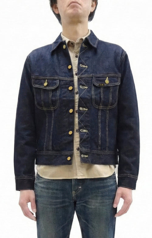 Lee 101J Rider Jacket Men's Denim Jacket 14.4 oz Left-Hand Twill - Lee Japan Reproduction (LM8100-500 Deep Indogo One-Wash)