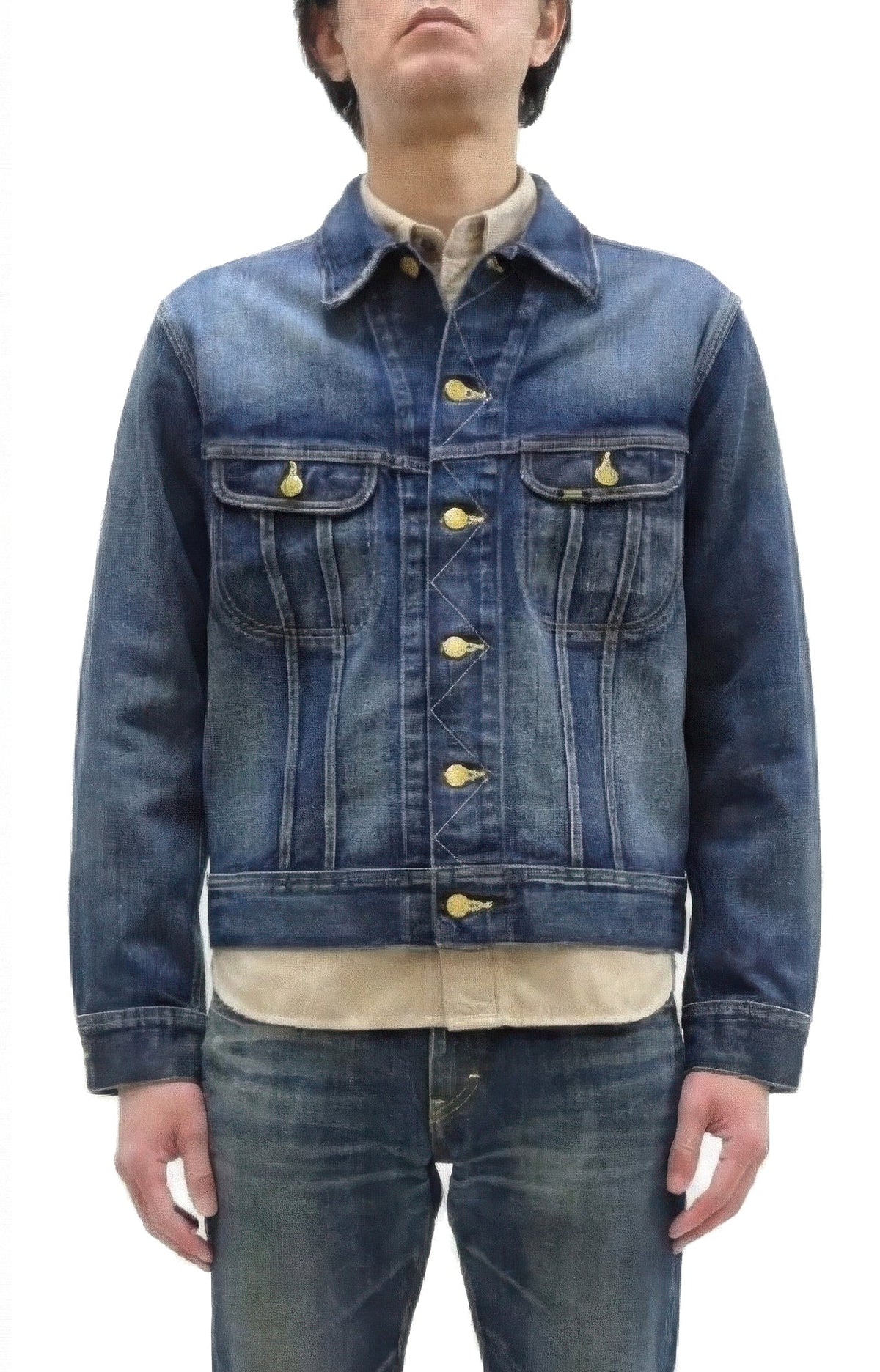 Lee 101J Rider Jacket Men's Denim Jacket 14.4 oz Left-Hand Twill - Lee Japan Reproduction (LM8100-526 Faded Indigo One-Wash)