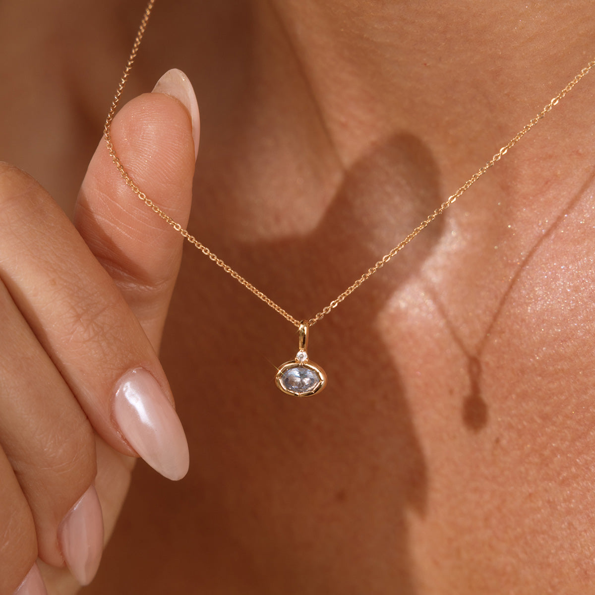 March Oval Birthstone Charm