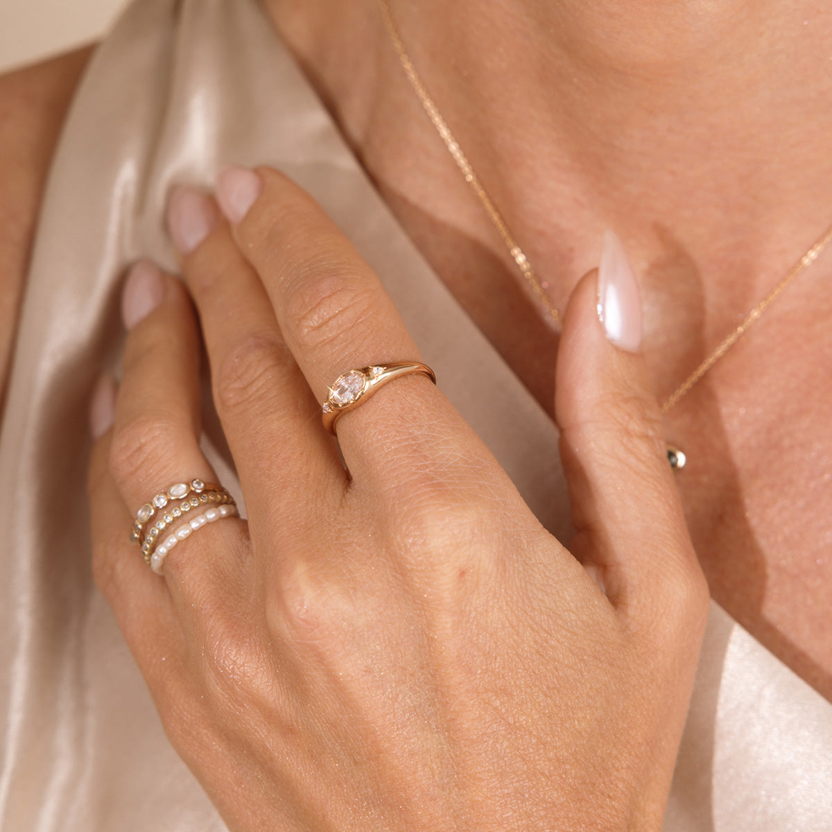 April Oval Birthstone Signet Ring