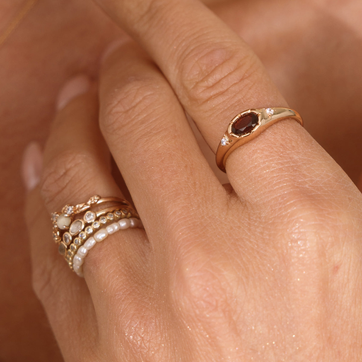 January Oval Birthstone Signet Ring
