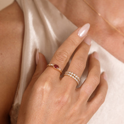 July Oval Birthstone Signet Ring