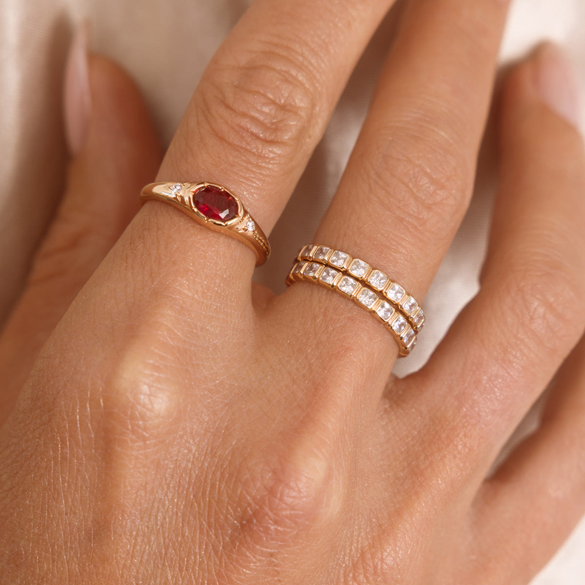 July Oval Birthstone Signet Ring