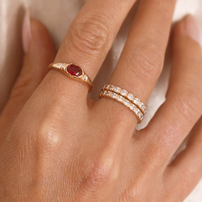 July Oval Birthstone Signet Ring