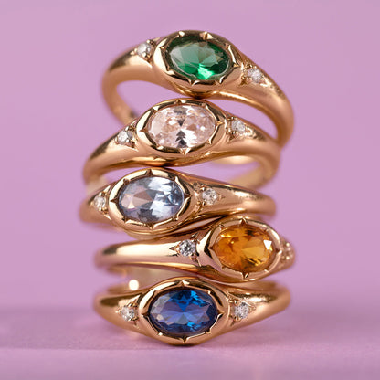 April Oval Birthstone Signet Ring